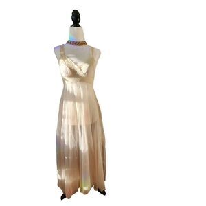 Vintage 40s 50s Maxi Sheer Slip Nightgown Dress Lace Romantic Sexy Lingerie